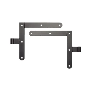 Bisagra angular de acero negro H250 x L285 mm – kit de 4 piezas para dos hojas