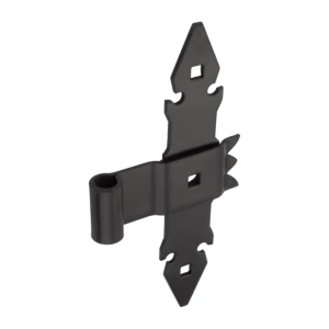 Bisagra cruz decorativa negra de acero 260 mm – para puertas y muebles