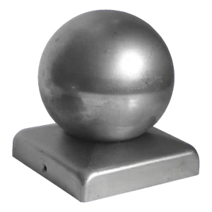 Capuchón de acero para valla con bola 60×60 mm / ø 50 mm – en bruto