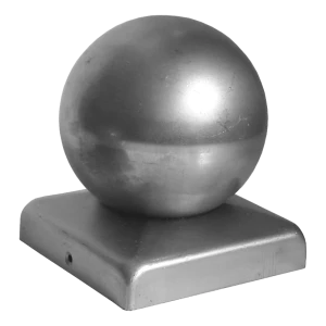 Capuchón de valla de acero con bola decorativa Ø 60 para poste 60x60 mm – galvanizado