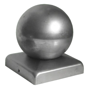 Capuchón para valla de acero con bola 70×70 mm / ø 60 mm – en bruto