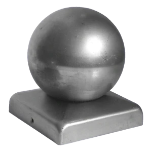 Remate de valla de acero 70×70 mm con bola fi 60 mm – galvanizado