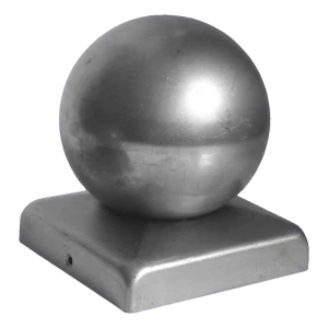 Remate de poste de valla de acero galvanizado con bola 80×80 mm / ø 60 mm