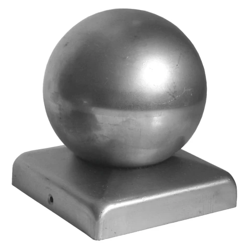 Capitel de vallado de acero galvanizado 80×80 mm con bola ø 80 mm 001-565 (1)
