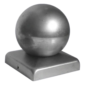 Capitel vallado acero para poste 100×100 mm con bola decorativa ø 80