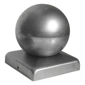 Capuchón para valla de acero 100×100 mm con bola decorativa ø 80 – galvanizado