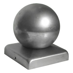 Capuchón de acero galvanizado para poste de valla 120×120 mm con bola fi 120