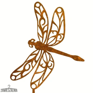 Zawieszalnia – libélula aérea de jardín en acero corten XL 22x98 cm con varilla