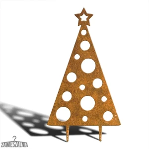 Zawieszalnia – árbol de Navidad decorativo de jardín XXL 92 cm de acero corten, motivo de puntos