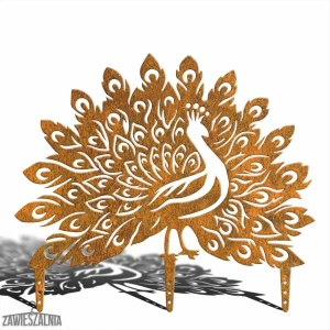 Colgador decorativo de jardín Cola de Pavo Real XL en acero corten 60×52 cm