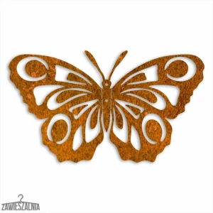 Zawieszalnia – decoración mural 3D Mariposa Ojo de Pavo Real M 35 cm acero corten