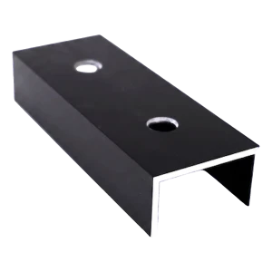 Conector de perfil de montaje FV de aluminio anodizado negro 120 mm, perfil en U 25×45