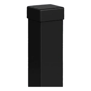 Poste para valla de acero 80×80 mm negro RAL 9005 – 2,0 m con tapa