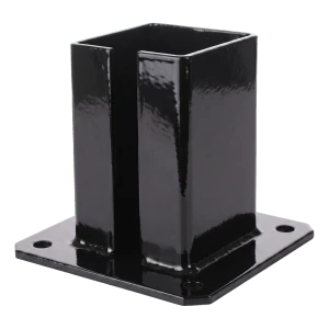 Base para poste de valla y portón de acero 100×100 mm negra