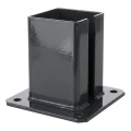 Base de acero para poste de valla 100×100 mm – placa de montaje grafito RAL 7016 000-792 (1)