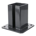 Base de acero para poste de valla 100×100 mm – placa de montaje grafito RAL 7016 000-792 (2)