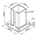Base de acero para poste de valla 100×100 mm – placa de montaje grafito RAL 7016 000-792 (3)