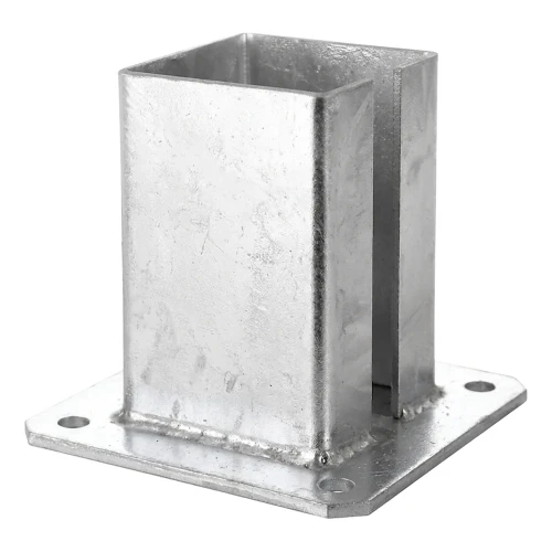 Base de acero para poste de valla y portón 100×100 mm galvanizada 000-789 (1)