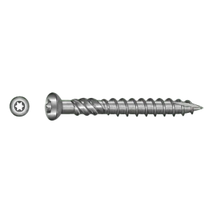 Tornillo para terrazas de acero inoxidable C1 (AISI 410) TX25 5,0×40 mm – cabeza con nervios de fresado – caja de 100 uds.