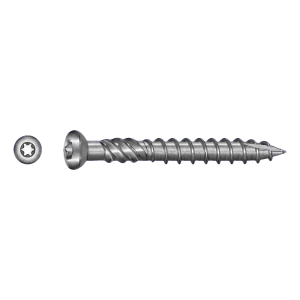 Tornillo para terrazas de acero inoxidable C1 (AISI 410) TX25 5,0×50 mm – cabeza con nervaduras de fresado – caja de 100 uds.