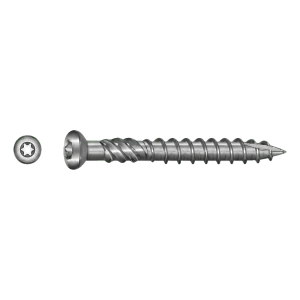 Tornillo para terrazas de acero inoxidable C1 (AISI 410) TX25 5,0×60 mm – cabeza con nervios fresadores – caja de 100 uds.