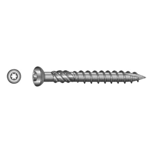 Tornillo para terrazas de acero inoxidable C1 (AISI 410) TX25 5,0×70 mm – cabeza con nervios de fresado – caja de 100 uds.