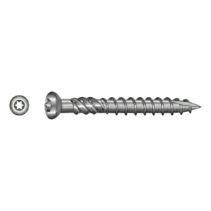 Tornillo para terrazas inoxidable C1 (AISI 410) TX25 5,0×80 mm – cabeza con nervaduras de fresado – caja de 100 uds.