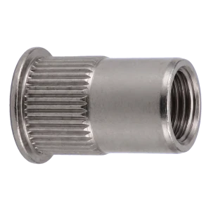 Tuerca remachable de acero inoxidable A2 M5×11,5 mm – cabeza cónica pequeña, cuerpo moleteado – caja de 250 uds.