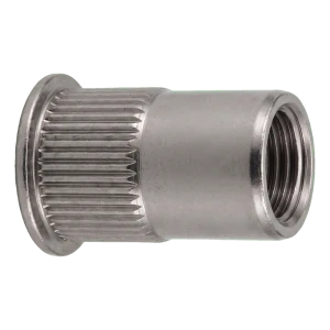 Tuerca remachable de acero inoxidable A2 M6×14 mm – cabeza cónica pequeña, cuerpo moleteado – caja de 250 uds.