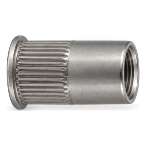 Tuerca remachable de acero inoxidable A2 M10×19,5 mm – cabeza cónica pequeña, cuerpo moleteado – caja de 250 uds.