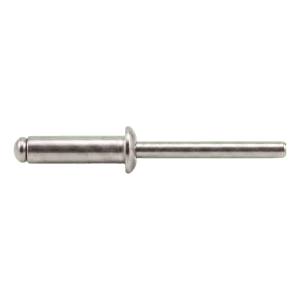 Remache ciego, cabeza saliente inoxidable A2/A2 ISO 15983 4,0×16 mm – cabeza plana, abierto – caja de 500 uds.