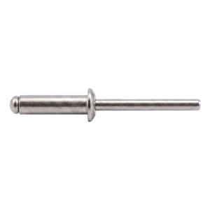 Remache ciego, cabeza saliente de acero inoxidable A2/A2 ISO 15983 4,0×18 mm – cabeza plana, abierto – caja de 500 uds.