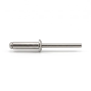 Remache ciego, cabeza saliente inoxidable A2/A2 ISO 15983 4,0×20 mm – cabeza plana, abierto – caja de 500 uds.