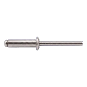 Remache ciego, cabeza saliente de acero inoxidable A4/A4 ISO 15983 3,0×12 mm – cabeza plana, abierto – caja de 500 uds.