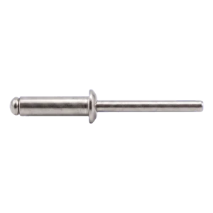 Remache ciego, cabeza saliente de acero inoxidable A2/A2 ISO 15983 6,0×10 mm – cabeza plana, abierto – caja de 250 uds.