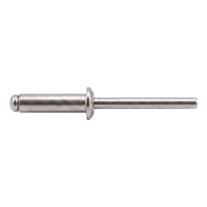 Remache ciego, cabeza saliente inoxidable A2/A2 ISO 15983 3,2×10 mm – cabeza plana, abierto – caja de 500 uds.