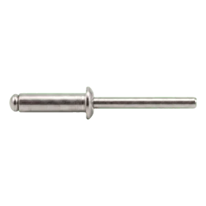 Remache ciego, cabeza saliente de acero inoxidable A2/A2 ISO 15983 4,0×10 mm – cabeza plana, extremo abierto – caja de 500 uds.