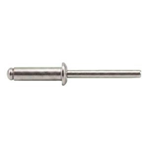 Remache ciego, cabeza saliente inoxidable A2/A2 ISO 15983 5,0×12 mm – cabeza plana, abierto – caja de 500 uds.