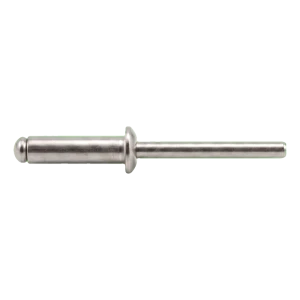 Remache ciego, cabeza saliente, inoxidable A4/A4 ISO 15983 5,0×10 mm – cabeza plana, abierto – caja de 500 uds.