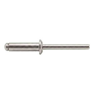Remache ciego, cabeza saliente de acero inoxidable A2/A2 ISO 15983 3,0×8 mm – cabeza plana, abierto – caja de 500 uds.