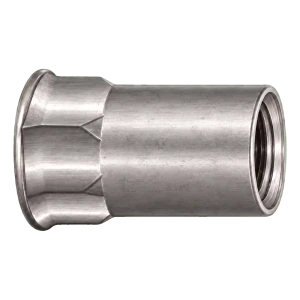 Tuerca remachable de acero inoxidable A2 M6×16 mm – cabeza cónica pequeña, cuerpo parcialmente hexagonal – caja de 250 uds.
