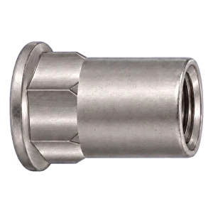 Tuerca remachable de acero inoxidable A4 M10×22 mm – cabeza plana, cuerpo parcialmente hexagonal – caja de 250 uds.