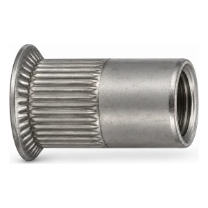 Tuerca remachable de acero inoxidable A4 M8×19 mm – cabeza cónica, cuerpo moleteado – caja de 250 uds.