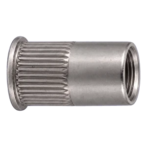 Tuerca remachable de acero inoxidable A4 M6×14 mm – cabeza cónica pequeña, vástago moleteado – caja de 250 uds.