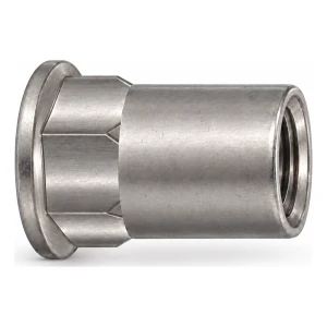 Tuerca remachable de acero inoxidable A2 M5×13,5 mm – cabeza plana, cuerpo semihexagonal – caja de 250 uds.