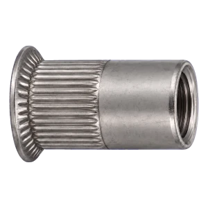 Tuerca remachable de acero inoxidable A4 M6×16 mm – cabeza cónica, cuerpo moleteado – caja de 250 uds.