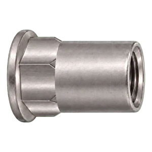 Tuerca remachable de acero inoxidable A2 M6×15,5 mm – cabeza plana, vástago semihexagonal – caja de 250 uds.