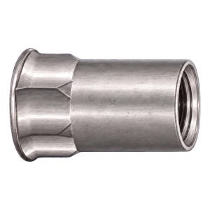 Tuerca remachable de acero inoxidable A2 M10×20,5 mm – cabeza cónica pequeña, cuerpo parcialmente hexagonal – caja de 250 uds.