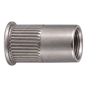 Tuerca remachable de acero inoxidable A4 M8×15,5 mm – cabeza cónica pequeña, cuerpo moleteado – caja de 250 uds.