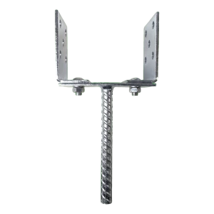 Soporte de poste regulable con varilla (0–165 mm) – varilla de 190 mm, galvanizado